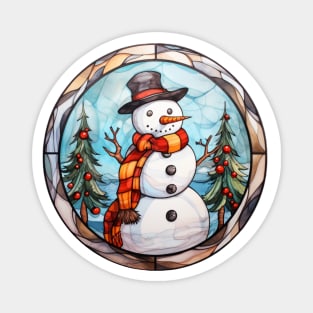 Snowman and christmas trees Magnet